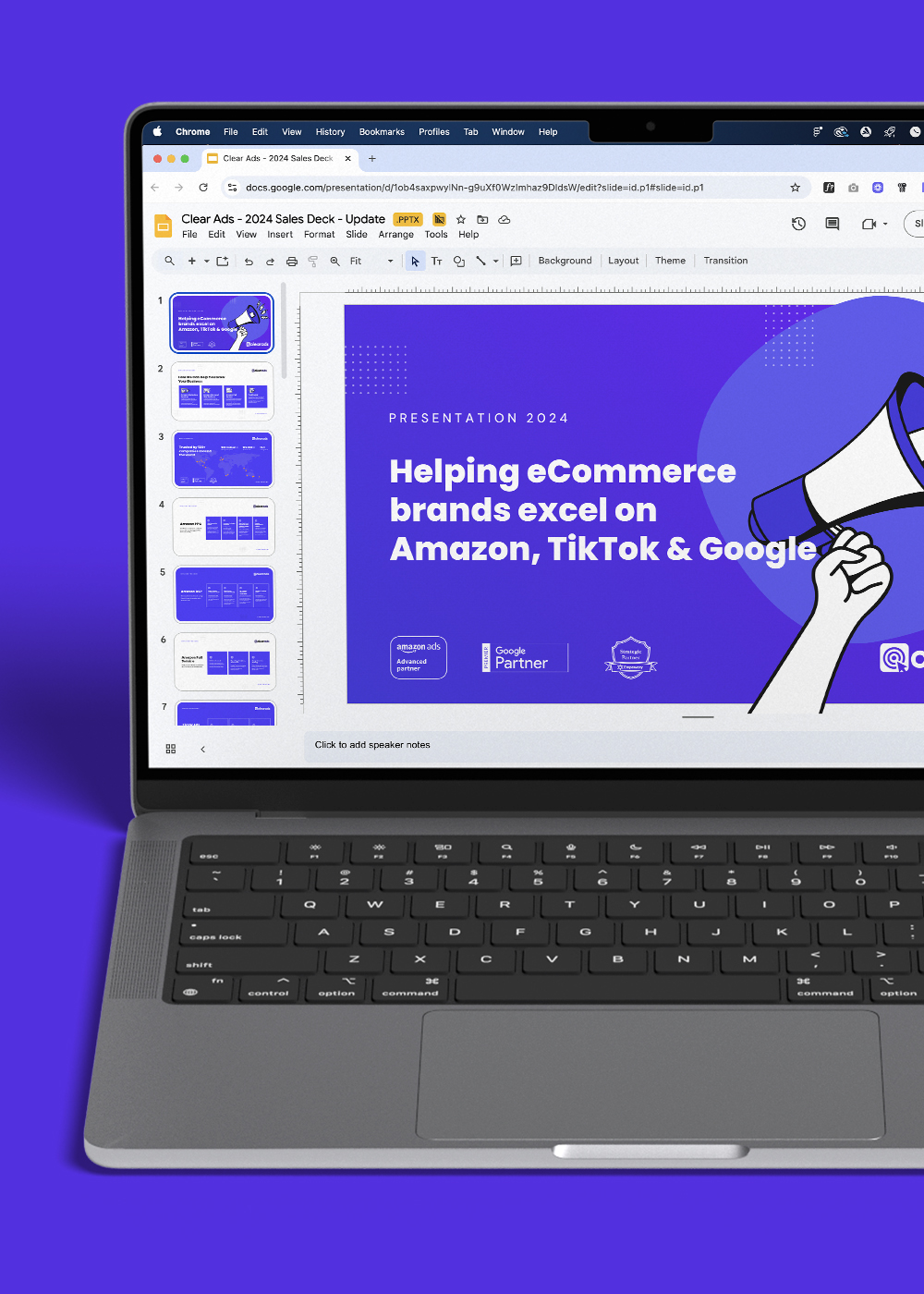 Screenshot of pitch presentation designed by BrandWork Digital